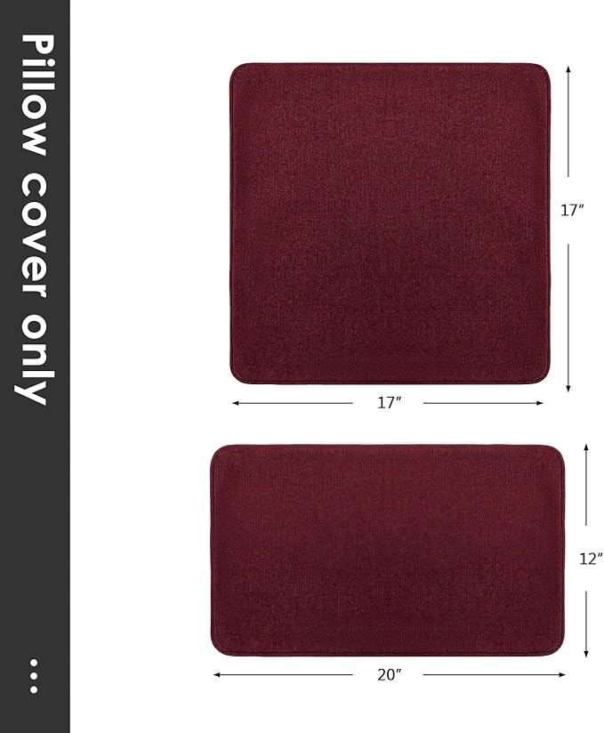 Outdoor Sunbrella Decorative Throw Pillow Covers Only, Pack of 4, 17"x17" & 20"x12" Water Repellent Replacement Lumbar Pillow Case for Patio, Couch, Sofa and Patio Furniture, Spectrum Ruby