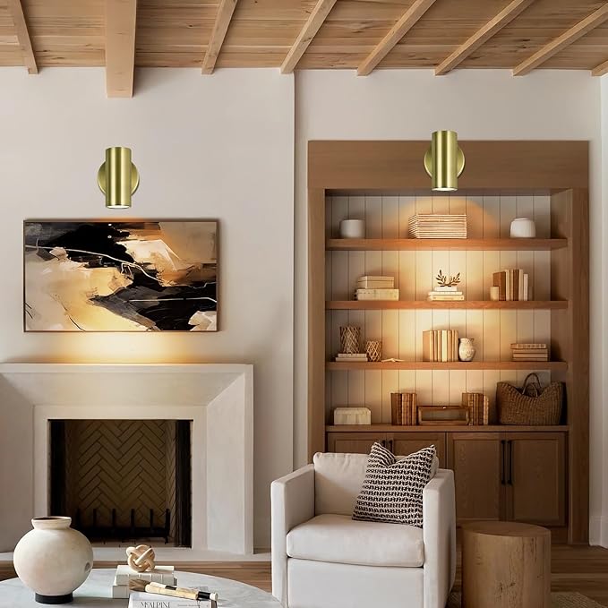 Brass Wall Sconces, Hardwired Wall Sconce Lights, LED Sconces Lighting, Dimmable Wall Mounted Light, Picture Llights for Painting Display Artwork Portrait