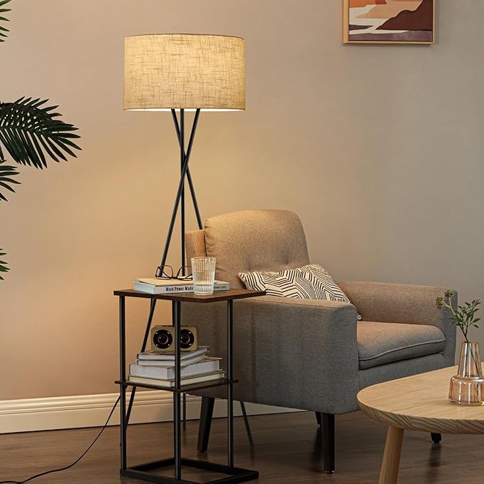 Kira Home Sadie 60" Modern Tripod LED Floor Lamp + 9W Bulb (Energy Efficient/Eco-Friendly), Honey Beige Drum Shade, Oil Rubbed Bronze Finish