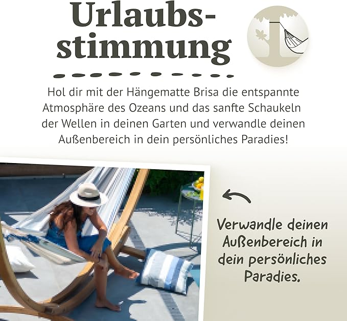 LA SIESTA Brisa Classic Hammock, Handmade, Weather-Resistant, Tear-Resistant Hammock for Indoor & Outdoor Relaxation, Size-King - Sea Salt