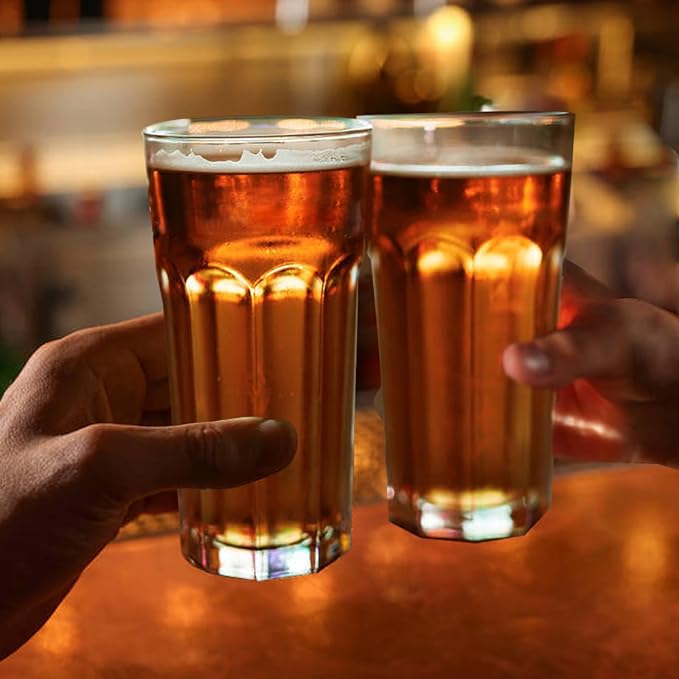 Etolies Highball Drinking Glasses Set of 9, Water Glasses 16 oz,Iced Tea Glasses for Water, Juice, Cocktails,Milkshake,Coke,Soda,Beverages. Heavy Base Tumbler,Kitchen and Bar Glassware,Gifts for Dad