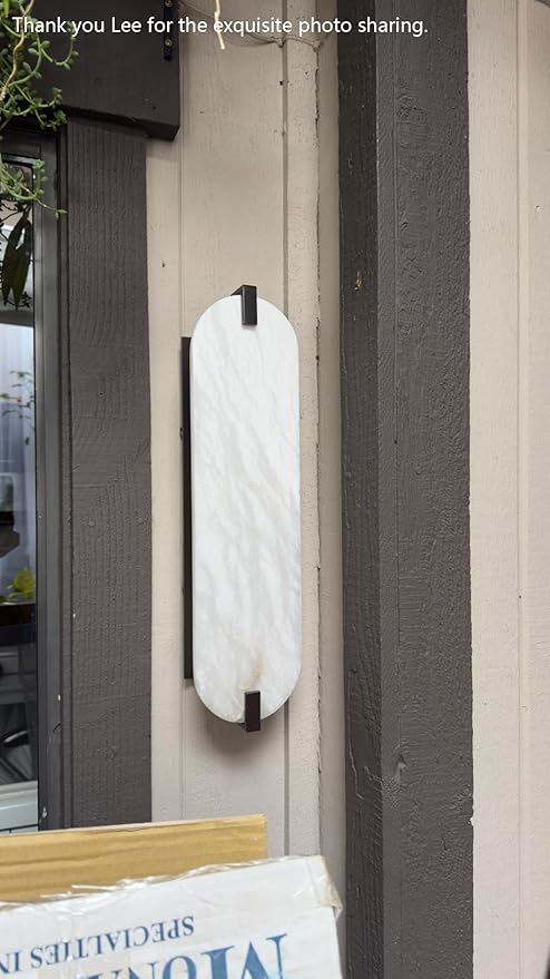 2 Light 20.7" Natural Oval Alabaster Marble Bathroom Wall Sconce Modern Concise Style Wall Light Fixture,Black Finish for Bedroom Hallway Bedside