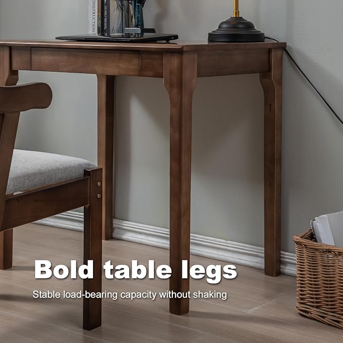 Solid Wood Desk, Gaming Study Home Office Desks for Work, Student PC Desk for Bedroom, Small Computer Desk for Small Spaces, Easy to Assemble (Walnut Color, 31inch)