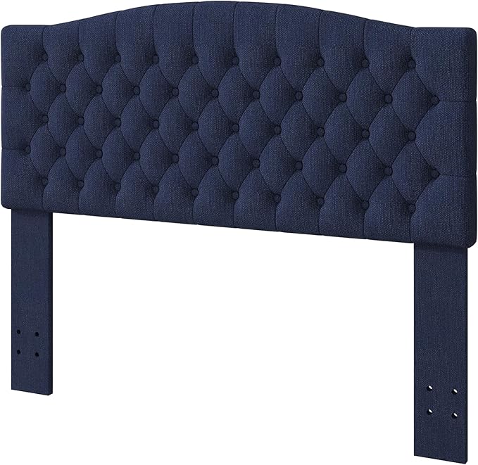 Queen Headboard Only, Upholstered Headboard for Adjustable Bed Linen Tufted Queen/Full Size Wall Mounted Head Board with Solid Wood Legs Head Board, Navy Blue