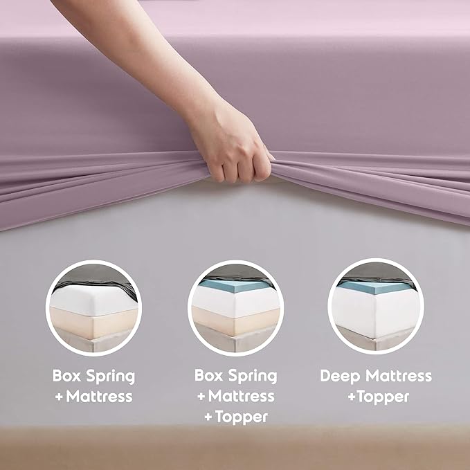 Nestl Short Queen Sheet Set - 1800 Ultra-Soft Microfiber - Double Brushed - Deep Pockets - Easy Fit - 4 Piece Set - Bed Sheets (Short Queen, Dusty Purple)