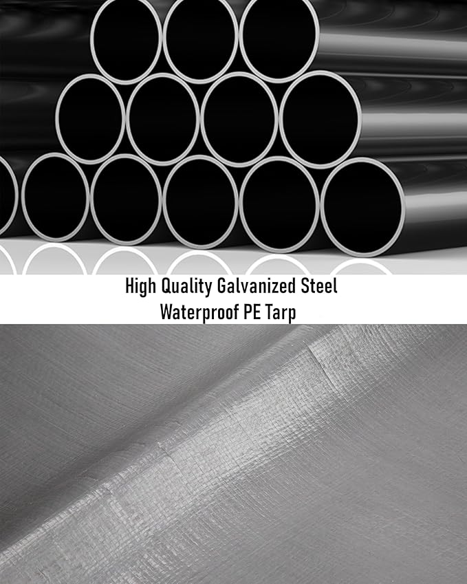 12X20 Ft Carport, Portable Carport with 4 Roll-Up Windows,Doors,Car Port with 200g PE Tarp for Car Boat Truck Motorcycle, Waterproof & UV Protected, Anti-Snow Portable Garage Kit Tent