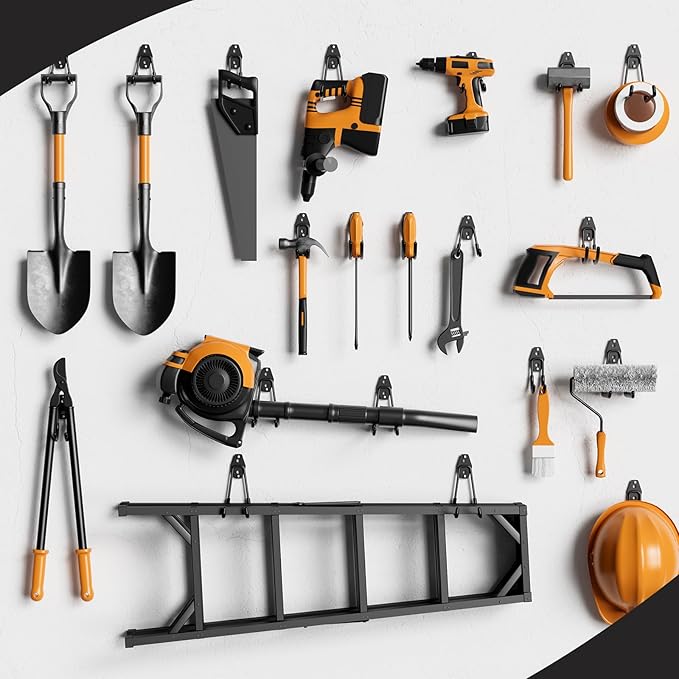 Garage Storage Hooks, 12 Pack Steel Heavy Duty Wall Mount Hooks for Hanging Bike, Ladder, Garden Tools