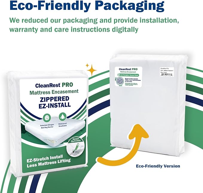 CleanRest Pro Mattress Protector Encasement, MicroPlush Fabric, Ultimate Sleep Surface Protection with Patented MicronOne Technology, Zip-N-Click Security, EZ-Fit, Waterproof (California King)