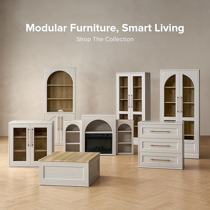 mopio Blake Lift Top Coffee Table with Storage, Modern Farmhouse Square Wood Center Coffee Table with Easy Lifting Top, Chamfered Edge & Soft Closing (White Oak)