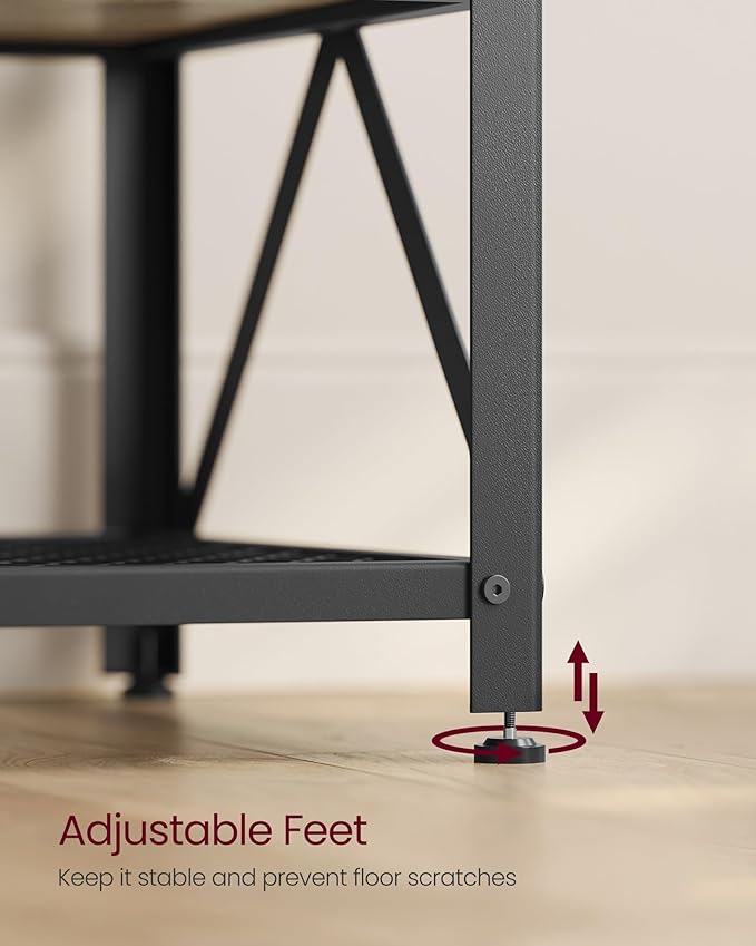 VASAGLE Modern TV Stand for TVs up to 65 Inches, 3-Tier Entertainment Center, Industrial TV Console Table with Open Storage Shelves, for Living Room, Bedroom, Turquoise Brown and Black ULTV097B60