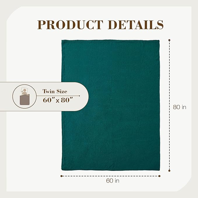 Carriediosa Wool Blend Knit Throw Blanket 60" X 80" Twin, 50% Recycled Polyester Soft Cable Knitted Fluffy Throws for Couch Lightweight Woven Blankets for Sofa Fuzzy Cozy Bed Cover, Dark Teal