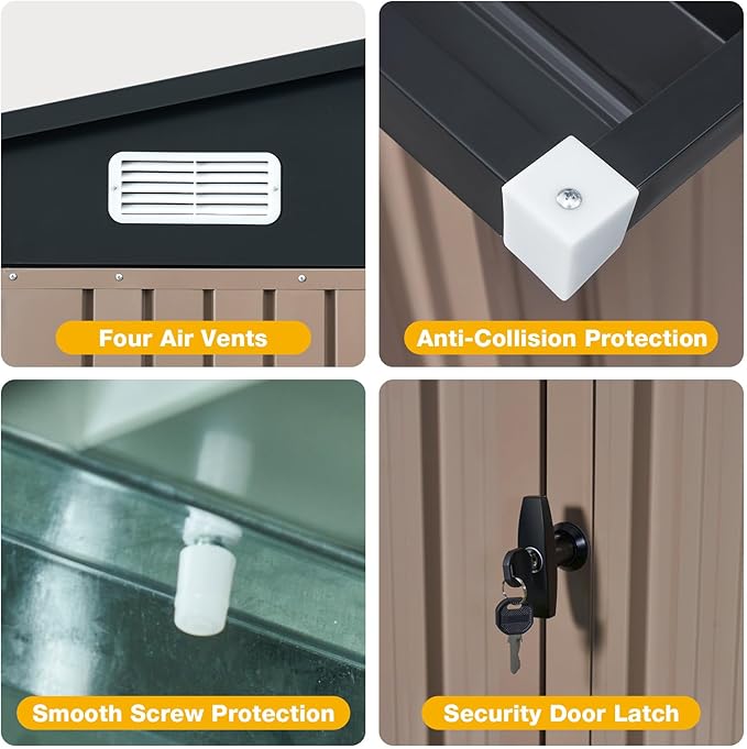 10x8 FT Outdoor Storage Shed with Lockable Double Doors & Loping Roof, Outdoor Metal Shed for Bike, Tool, Generator Storage in Backyard, Patio (10’x8’)