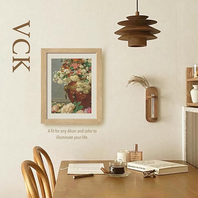 VCK 11x14 Beige Oak Picture Frames 3 Pack, High-End Wood Wide Border Poster Frame, Multi-Directional Display Family Photos, Office Prints, Studio/Gallery/Home Artwork