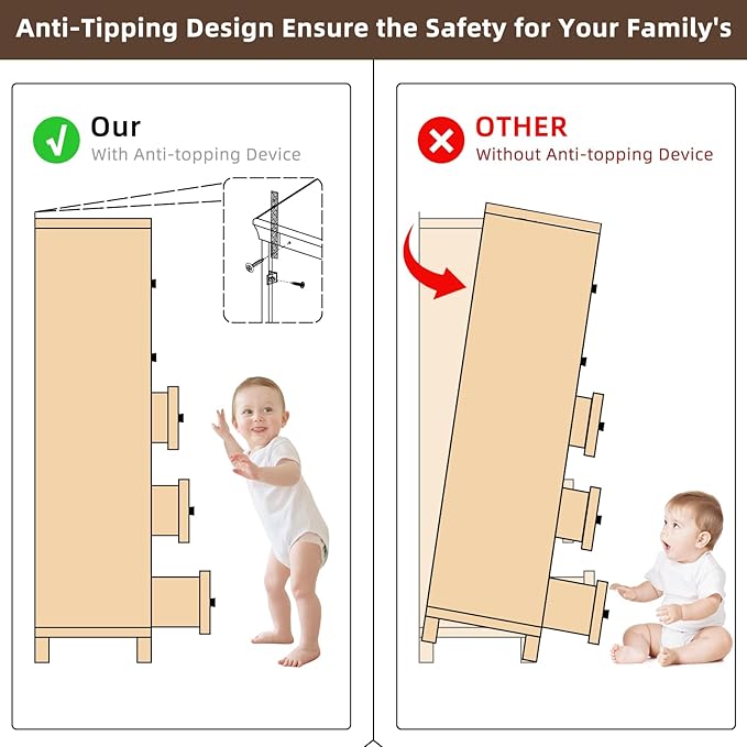 Farmhouse 5 Drawer Dresser for Bedroom, 45” Tall Dresser for Closet, Rustic Wooden Chests of Drawer for Bedroom, Hallway, Entryway, Grey