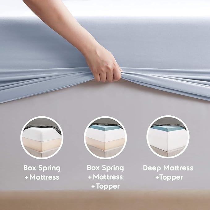 Nestl Short Queen Sheet Set - 1800 Ultra-Soft Microfiber - Double Brushed - Deep Pockets - Easy Fit - 4 Piece Set - Bed Sheets (Short Queen, Ice Blue)