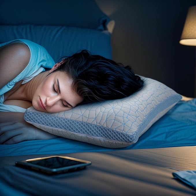 Shredded Memory Foam Pillow, Bed Pillows for Sleeping on Back, Stomach and Side Sleeper, Adjustable Pillows Queen Size with Washable Cover (Queen - 2 Packs)