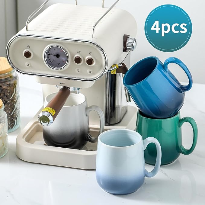 Hasense Ceramic Coffee Mugs Set of 4, 15 OZ Coffee Cups for Women/Men, Engagement Gifts, Microwavable & Dishwasher Safe, Gradient Multicolor