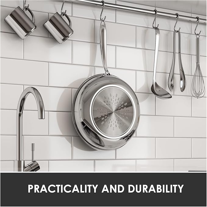 Stainless Steel Pots and Pans Set, Induction Cookware 4-Piece with Lid, Cookware Sets for Oven & Dishwasher Safe By MOMOSTAR