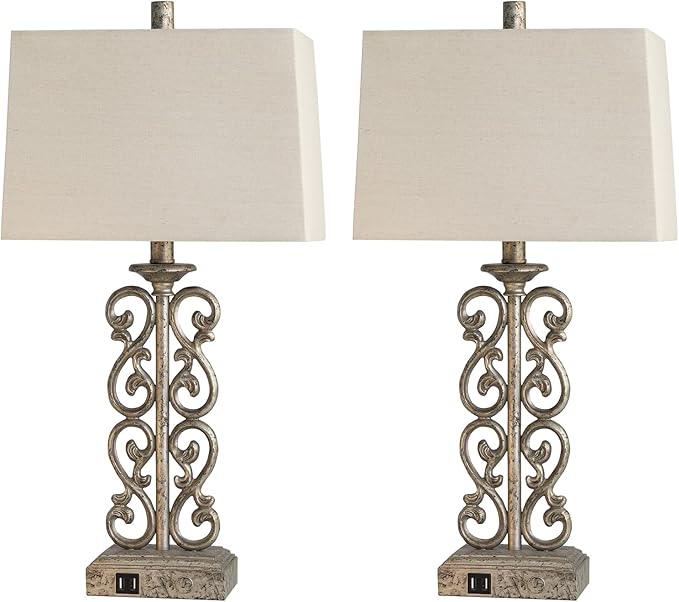 25" Set of 2 Farmhouse Touch Resin Table Lamps with 2 USB Ports, 3-Way Dimmable Rustic Vintage Nightstand Industrial Table Lamp for Bedroom Living Room Dorm, 2 Bulbs Included