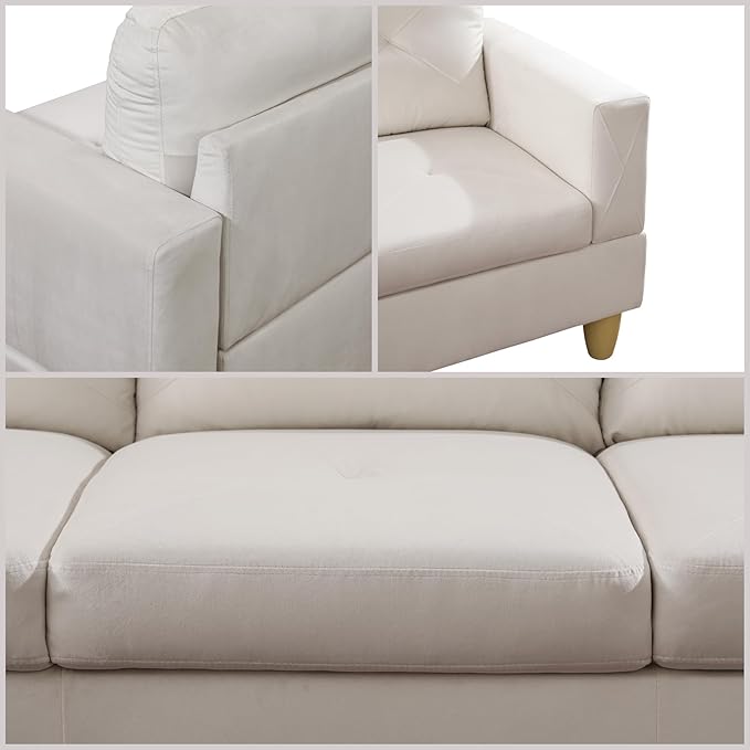 L Shaped Couch, Modular Sectional Sofa with Chaise, Modern Modular Sofas Furniture Sofa Couches for Living Room/Apartment/Office/Bedroom, White