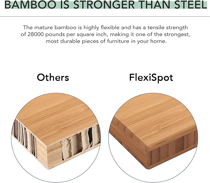 FLEXISPOT E6 Pro Oval Leg Dual Motor 3 Stages Bamboo Electric Standing Desk 72x30 Inch Whole-Piece Board Height Adjustable Electric Sit Stand Up Desk (Black Frame + Bamboo Curved Desktop)