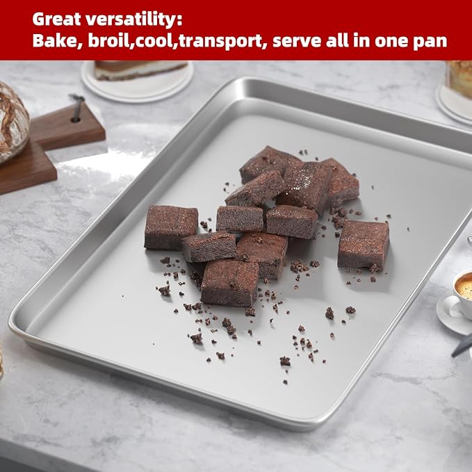 CROSSON 16× 24 Inch Cookie Sheet Pans Set of 12-Baking Tray Jelly Roll Pan Set Commercial Grade Aluminum Coated Statinless Steel Bun Pan for Oven,Freezer,Bakery Hotel Restaurant