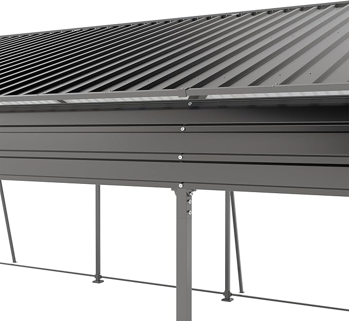 13x26.5 FT Metal Carport, Heavy Duty Car Port Canopy with Galvanized Steel Roof & Frame, Oversized Metal Carport Kit with Hooks, Steel Car Shelter, Outdoor 2 Car Garage for Car, Boat, Truck, Dark Gray