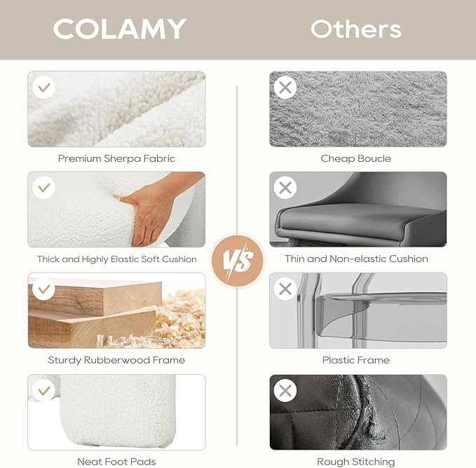 COLAMY Modern Accent Chairs Set of 2, Upholstered Barrel Chairs, Comfy Sherpa Side Arm Chairs with 3 Legs for Living Room, Bedroom, Reading, Cream