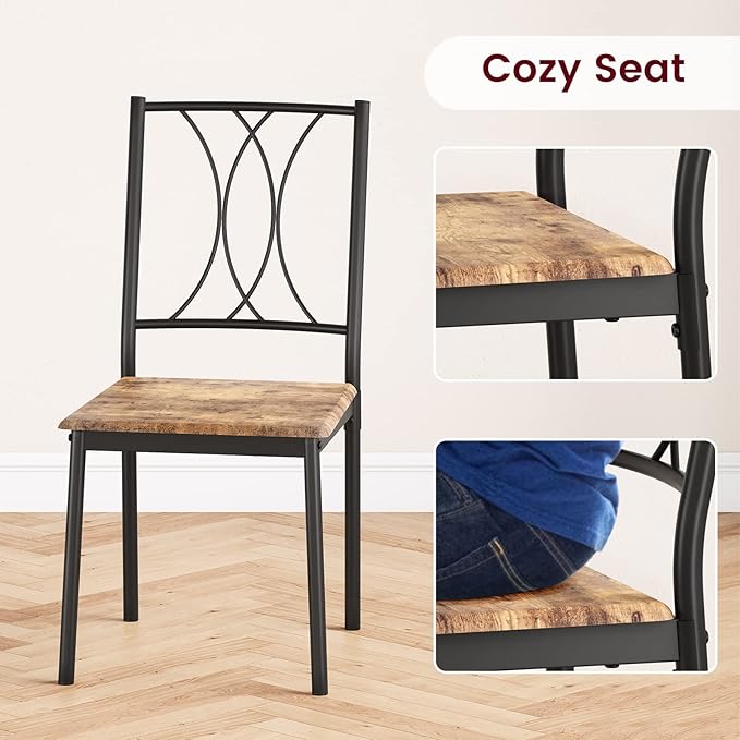 Dining Table Set for 2, Kitchen Table with 2 Chairs, Wood 3-Piece Kitchen Dining Room Table Set for Apartment, Small Space, Space Saving, Retro Brown