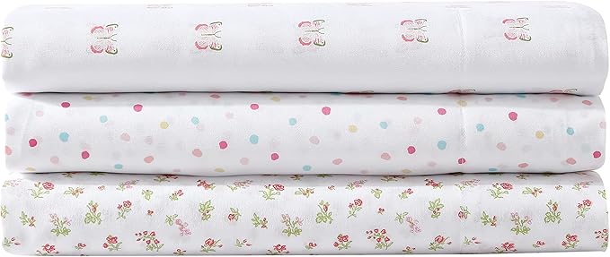 Laura Ashley Kids - Queen Sheet Set, Soft & Wrinkle-Resistant Toddler Bedding Set, Fun & Whimsical Bedroom Decor, Ideal Girl Room Essentials, Bed Sheets with Matching Pillowcases (Confetti Pink)