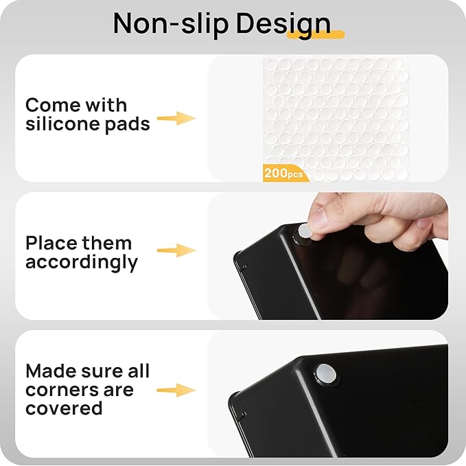 Vtopmart 44 PCS Plastic Drawer Organizers Set, 4-Size Versatile Bathroom and Vanity Organizer Trays, Non-Slip Storage Containers for Makeup, Jewelries, Bedroom,Kitchen Utensils and Office, Black