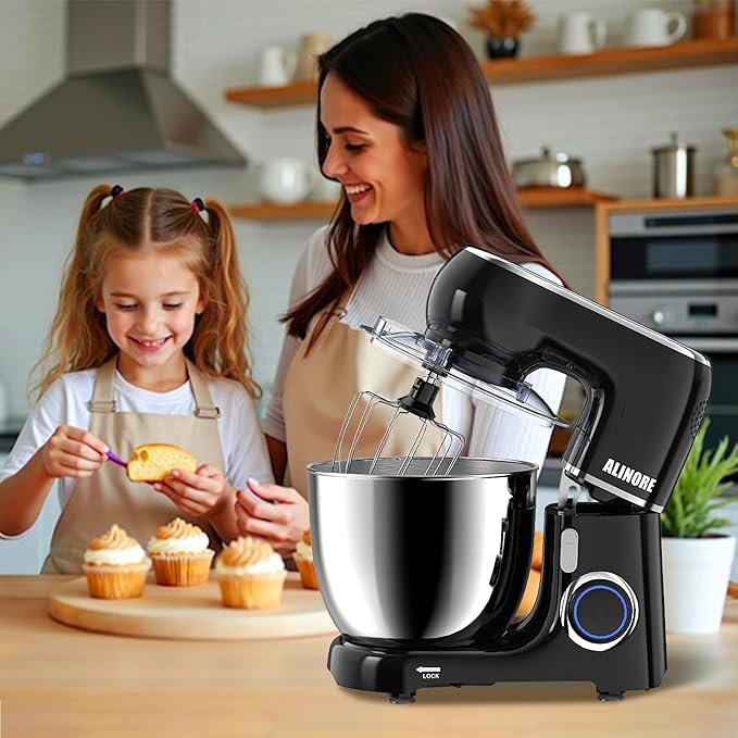 Stand Mixer, 6.5QT 660W 10-Speed Tilt-Head Electric Kitchen Stand Mixer, Food Mixer with Dishwasher-Safe Dough Hook, Egg Whisk, Flat Beater for Baking, Cake and Most Home Cooks (Black)