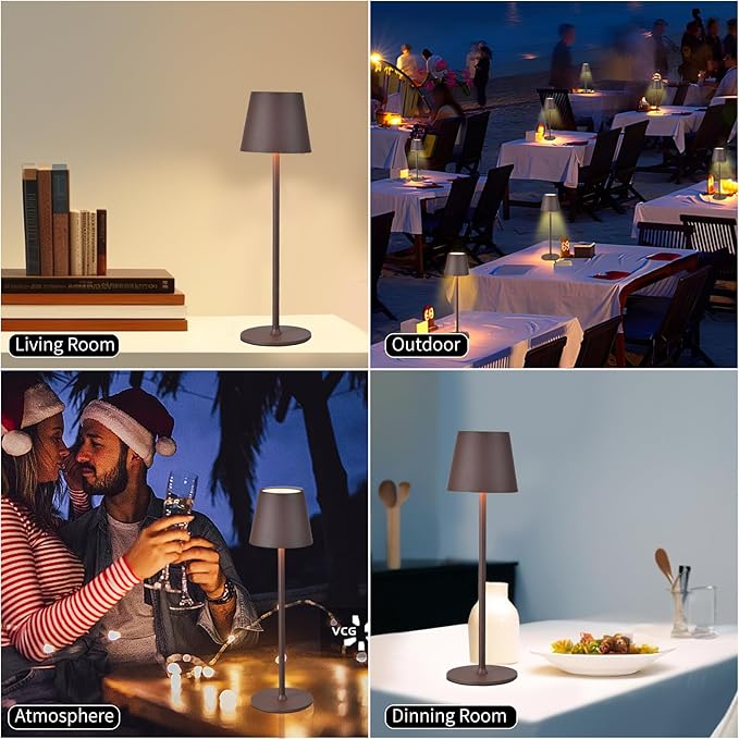 BGFHome Cordless Table Lamp LED Desk lamp,5000mAh Rechargeable Touch Night Light Wireless Minimalist Design for/Restaurant/Bedroom/Bars/Outdoor Party/Camping/Coffee Shop 2Pack