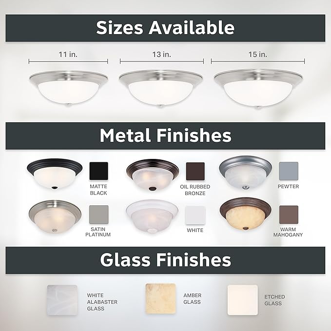 DESIGNERS FOUNTAIN Reedley 2-Lights Flush Mount Ceiling Light, 11 Inch Lighting Fixture for Kitchen, Bedroom, Bathroom, and Hallway, Satin Platinum with Etched Glass, 1257S-SP-W