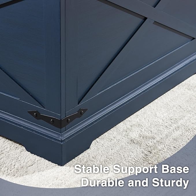 Farmhouse Square Coffee Table with Storage, Wood Center Table with Hinged Lift Top, Rustic Cocktail Table with Large Hidden Storage Compartment for Living Room, Bedroom,Blue