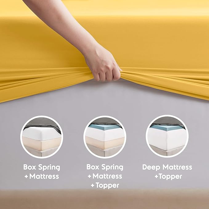 Nestl Twin XL Sheet Set - College Dorm Size - Luxury 1800 Ultra-Soft Microfiber Twin Extra Long Bed Sheets - Deep Pockets - Easy Fit - Extra Soft - 3 Piece Set (Twin XL, Yellow)