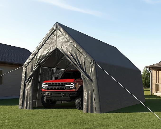 13 x 24 FT Carport, Heavy Duty Car Port Outdoor UV Garage with 2 Roll up Doors, Waterproof Carport Canopy Multi-Functional Shelter for RV, SUV,Truck, Boat, Motorcycle Bike