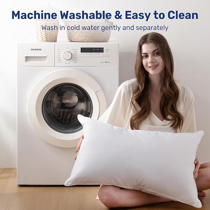 UNIKOME Ultra Soft King Size Pillows Set of 2 - Hotel Collection Luxury 100% Cotton Cover Down Alternative Bed Pillow, Fluffy Pillows for Back, Stomach or Side Sleepers