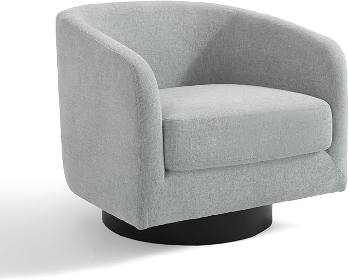 UIXE Swivel Accent Chairs Set of 2, Chenille Barrel Chair Upholstered Armchair for Living Room, Modern Round Arm Chair Small Single Sofa Bedroom Reading Seat - Light Gray