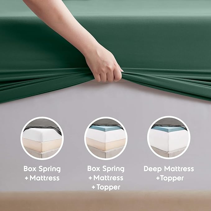 Nestl California King Sheet Set - 1800 Ultra-Soft Microfiber Cal King Bed Sheets - Double Brushed - Deep Pockets - Easy Fit - 4 Piece Set - Bed Sheets (California King, Dark Green)