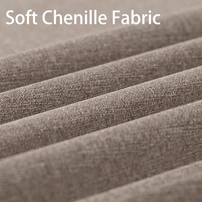 VKNOW Mid-Century Accent Chairs Set of 2, Modern Upholstered Chenille Armchair for Living Room,Comfy Reading Accent Chairs with Wood Legs for Bedroom, Brown Polyester