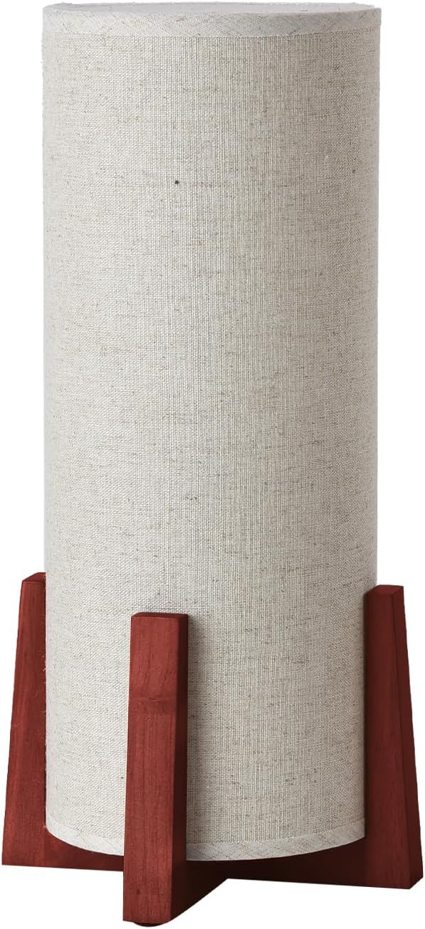 KUNJOULAM Modern Small Table Lamps, Nightstand Lamp with Linen Fabric Shade, 13.9" Cylinder Bedside Table Lamp for Bedroom, Cafe, Living Room Home Decor