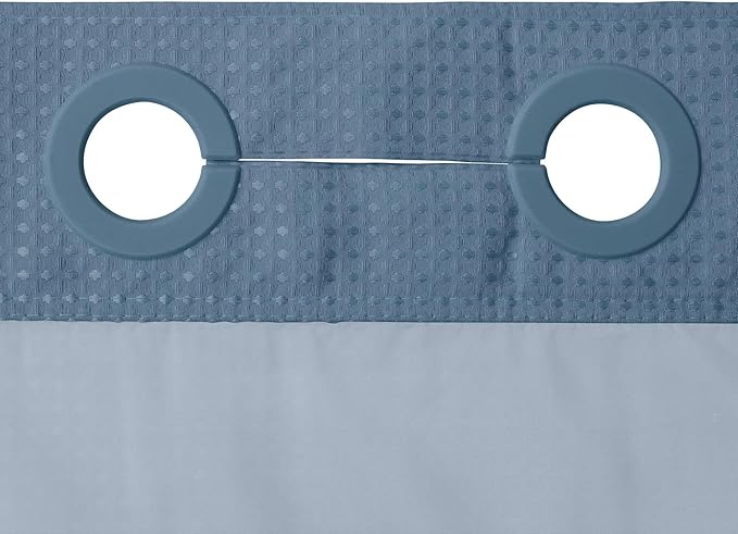 River Dream Blue Shower Curtain No Hooks Required Dotted Waffle Weave Shower Curtain with Snap in Liner - 71W x 74H,Hotel Grade,Spa Like Bath Curtain,Moonlight Blue
