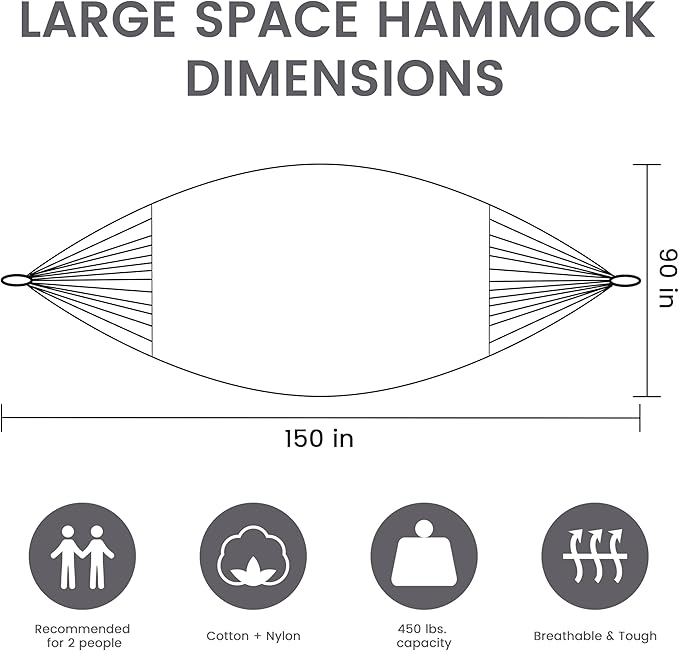 LazyDaze Hammocks Handwoven Outdoor Double Rope Mayan Hammock Bed, Tree Hammocks with Stand for Outside Patio Indoor Bedroom, hamacas para adultos, Multicolor