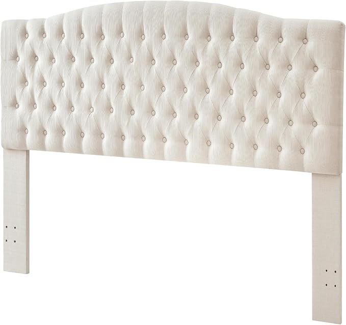 Linen Upholstered Headboard King/Cal King Size Latest Model Wall Mount, Bed Frame Mount, Featuring High-Density Sponge Padding, Luxury Texture Easy Assembly Comfort and Style-Ivory