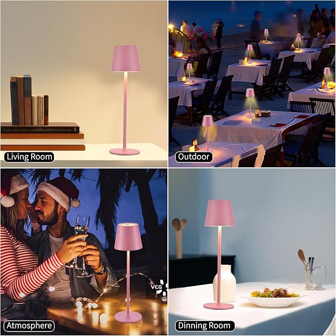 BGFHome Cordless Table Lamp LED Desk lamp,5000mAh Rechargeable Touch Night Light Wireless Minimalist Design for/Restaurant/Bedroom/Bars/Outdoor Party/Camping/Coffee Shop 2Pack