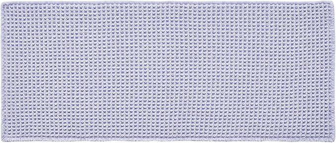 Waffle Bath Mat, Boho Bathroom Rugs Non Slip Washable Super Absorbent Quick Dry Cute Bath Mat Farmhouse Bathroom Decor, 48''x24'' Lavender Cream