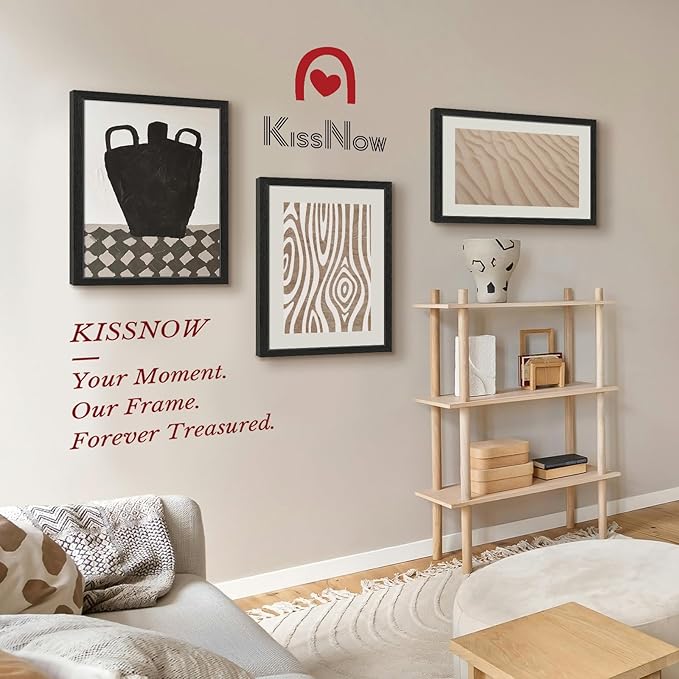 16x24 Poster Frame 4 Pack, Textured Black Solid Wood Picture Frame, Wall Hanging