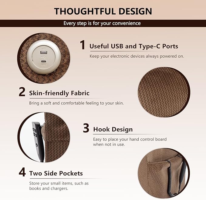 Dual Motor Recliner Lift Chair with Massage & Heat, 22.5" Wide Seat & 70.9" Long, Extra Wide Recliner w/Infinite Position, and Cup Holder, Tan