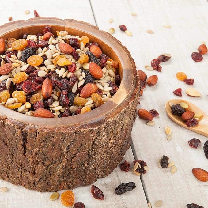 Restaurantware Medium Round Acacia Wood Serving Bowl Varnished with Bark D6x3 inches 30 Ounce 1ct Box